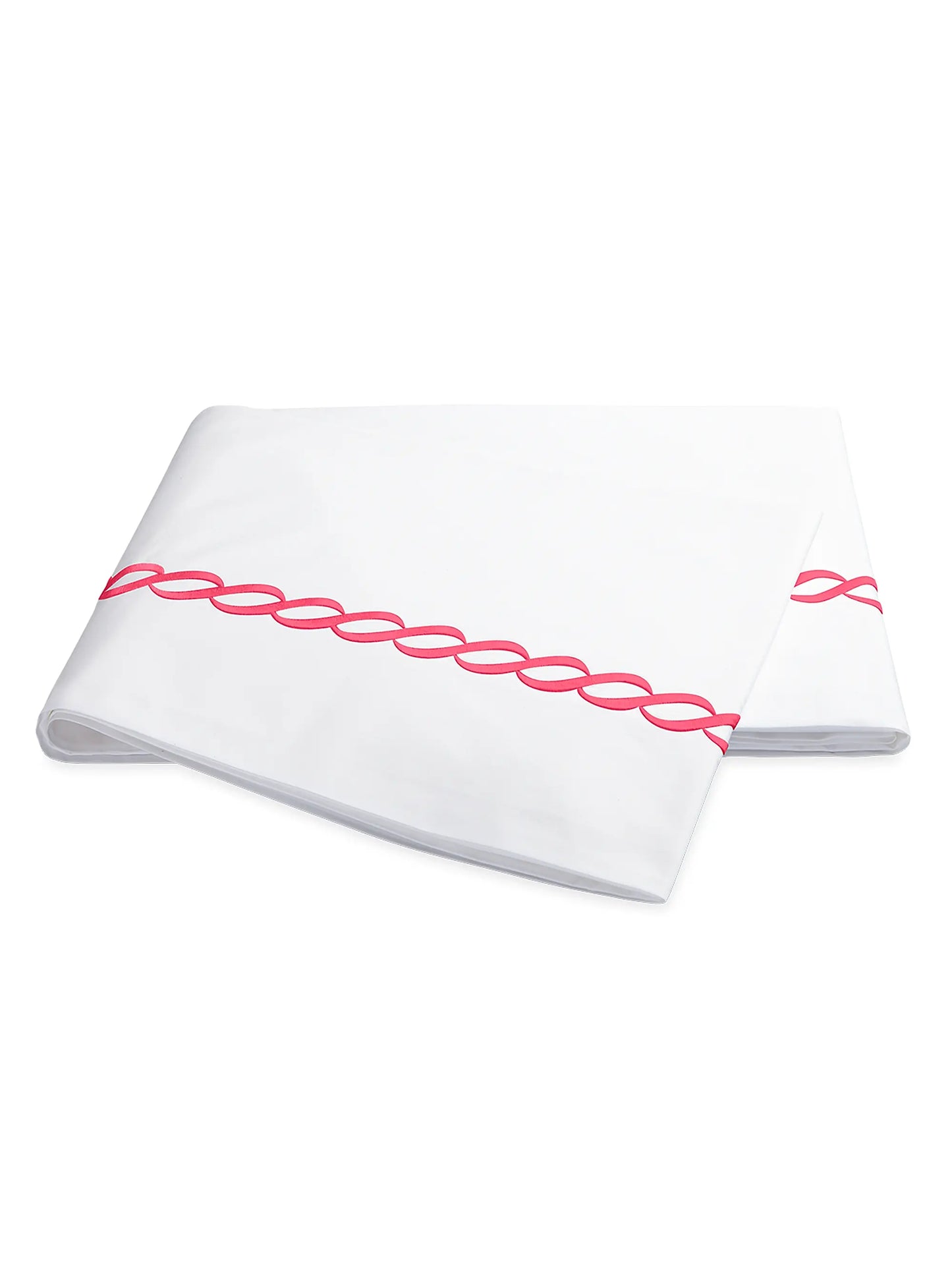 Classic Chain Embroidered Cotton Percale Sheet & Pillowcase Set