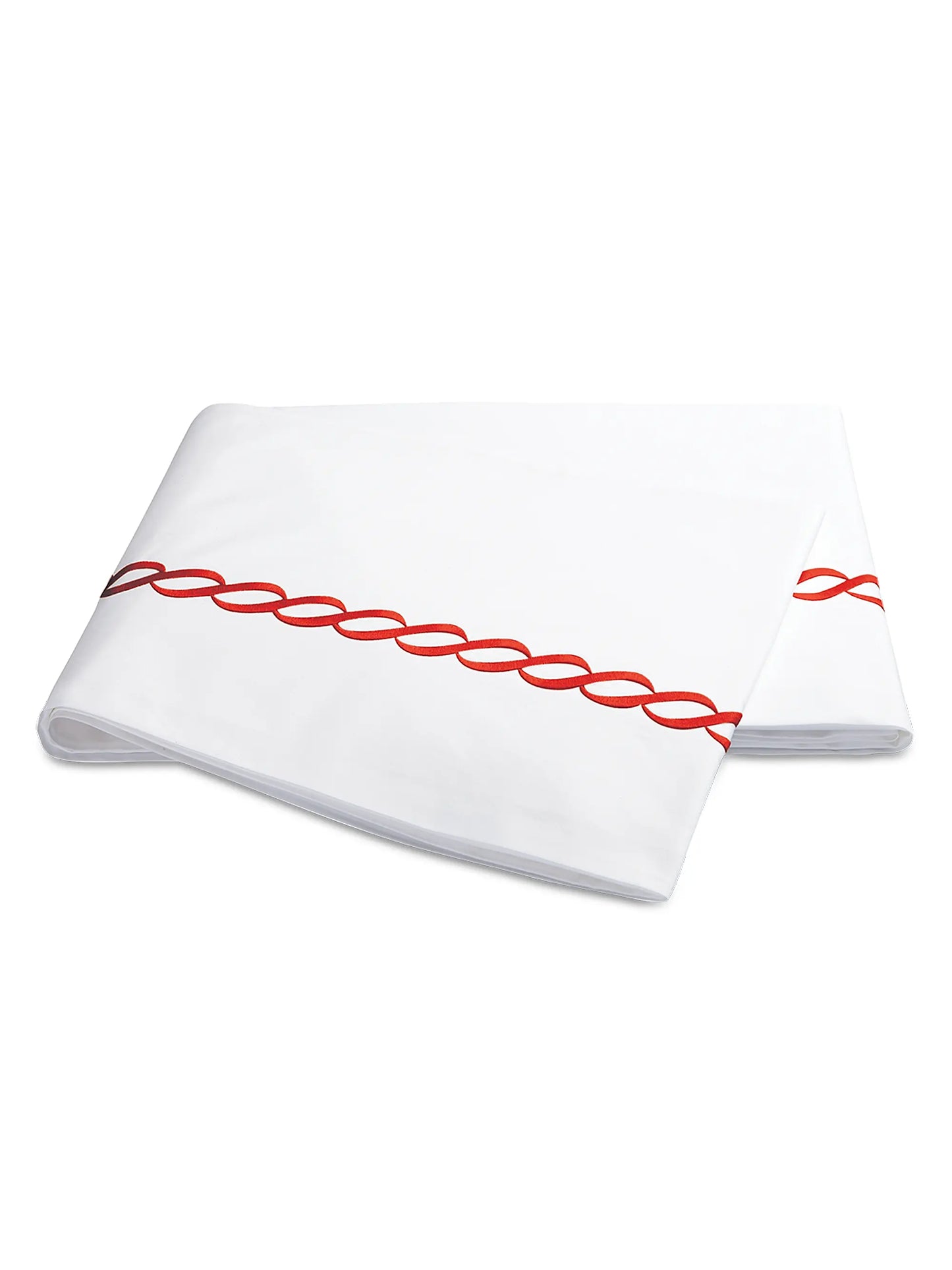Classic Chain Embroidered Cotton Percale Sheet & Pillowcase Set