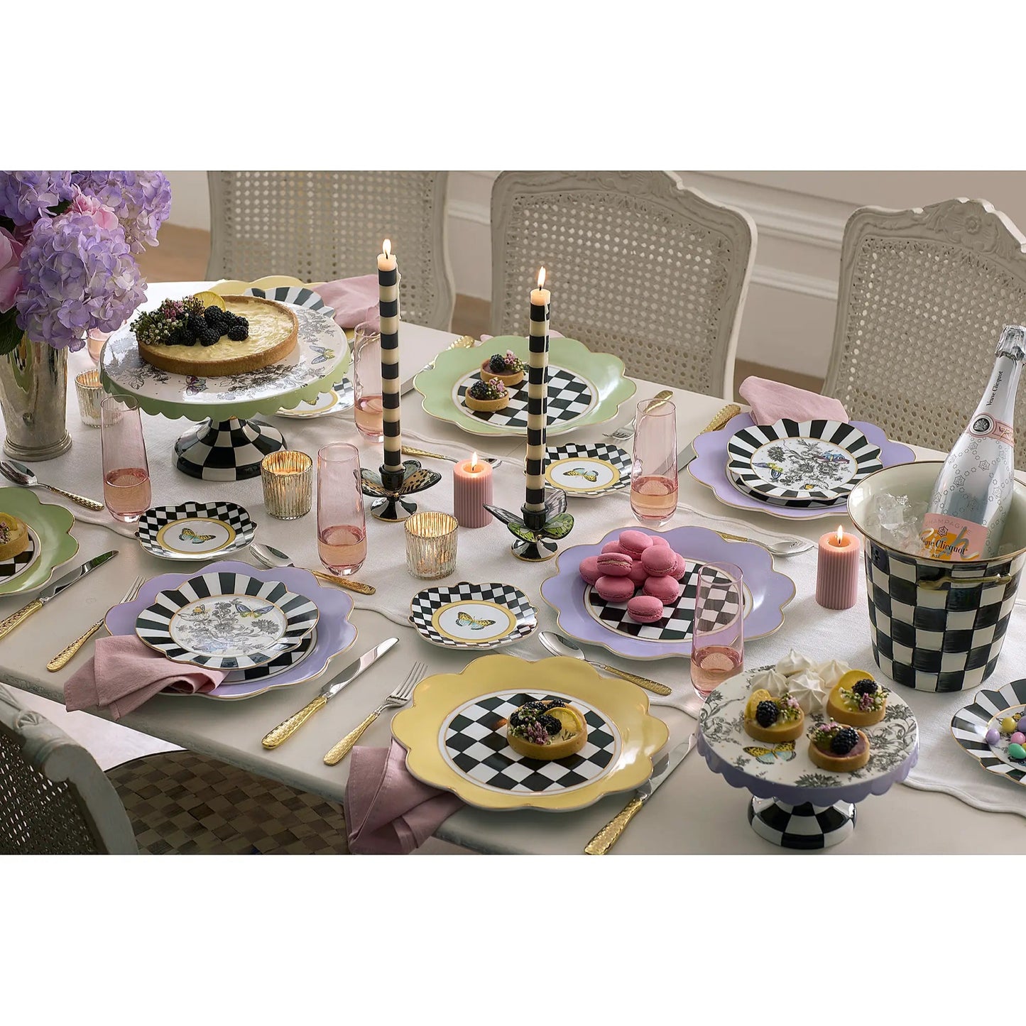 Flower-Shaped Buttercream Butterfly Toile Dinner Plate