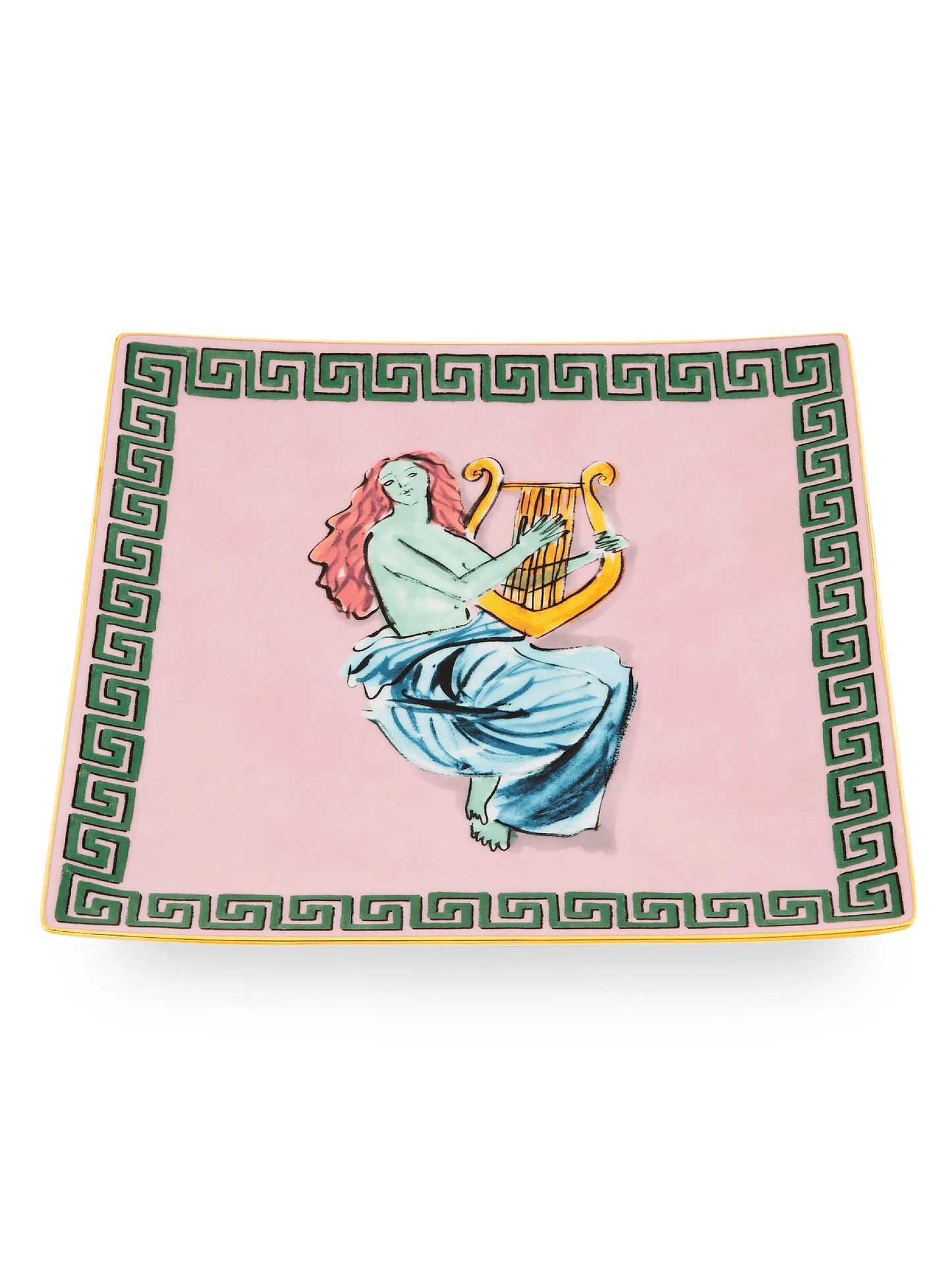 Il Viaggio di Nettuno Squared Porcelain Dessert Plate (Pink)