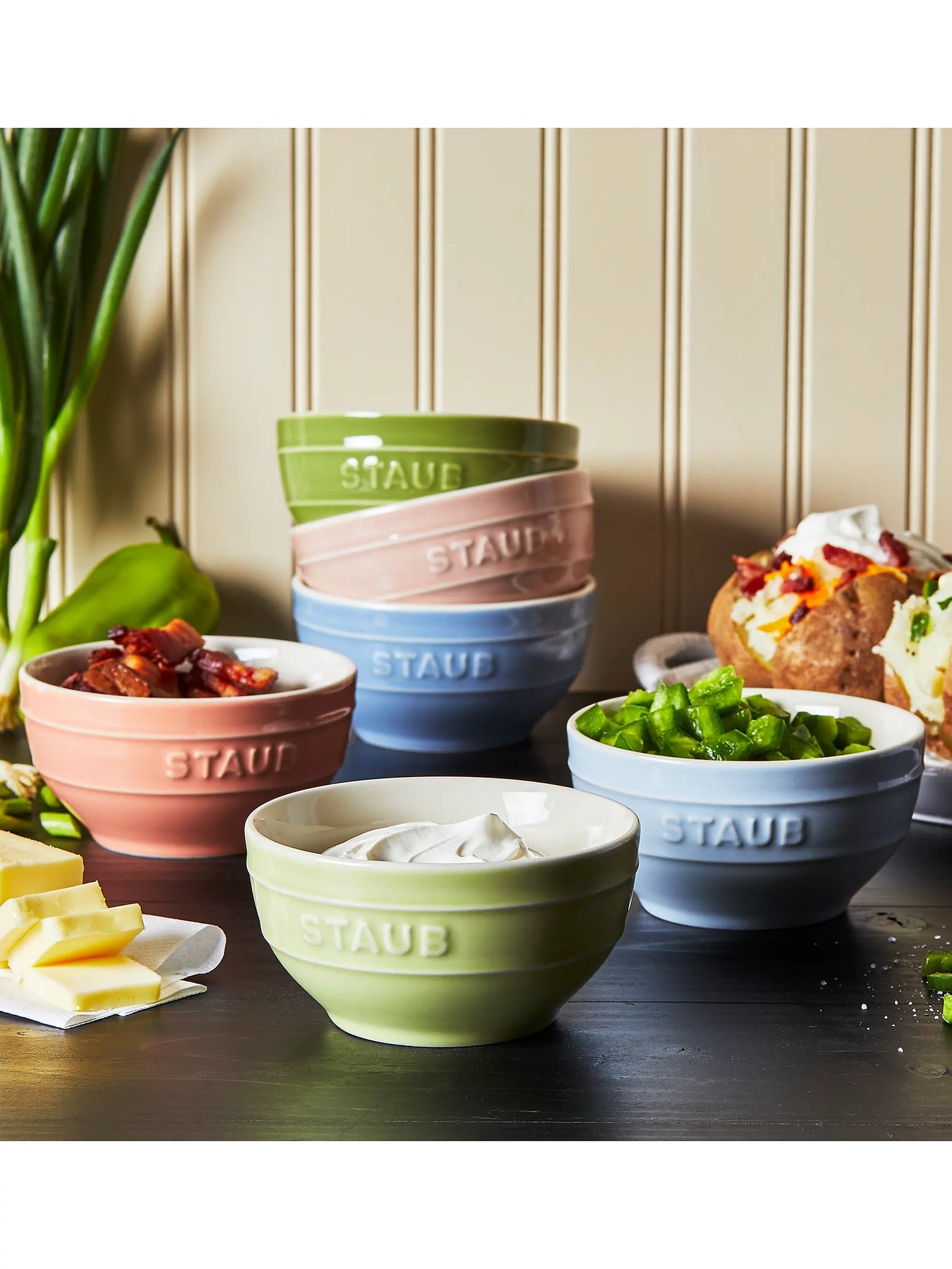 Kleine Universal-Schüsseln aus pastellfarbener Keramik – 6er-Set