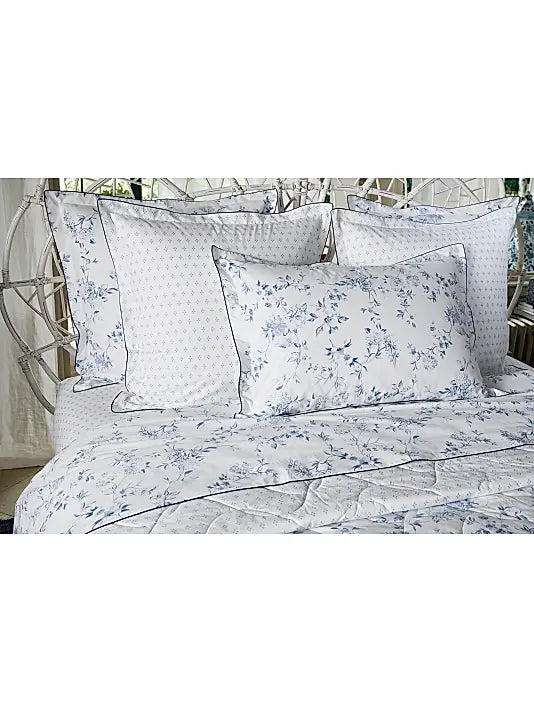 Malacca Organic Cotton Percale Bedding Collection – Blue on White