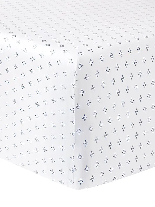 Malacca Organic Cotton Percale Bedding Collection – Blue on White