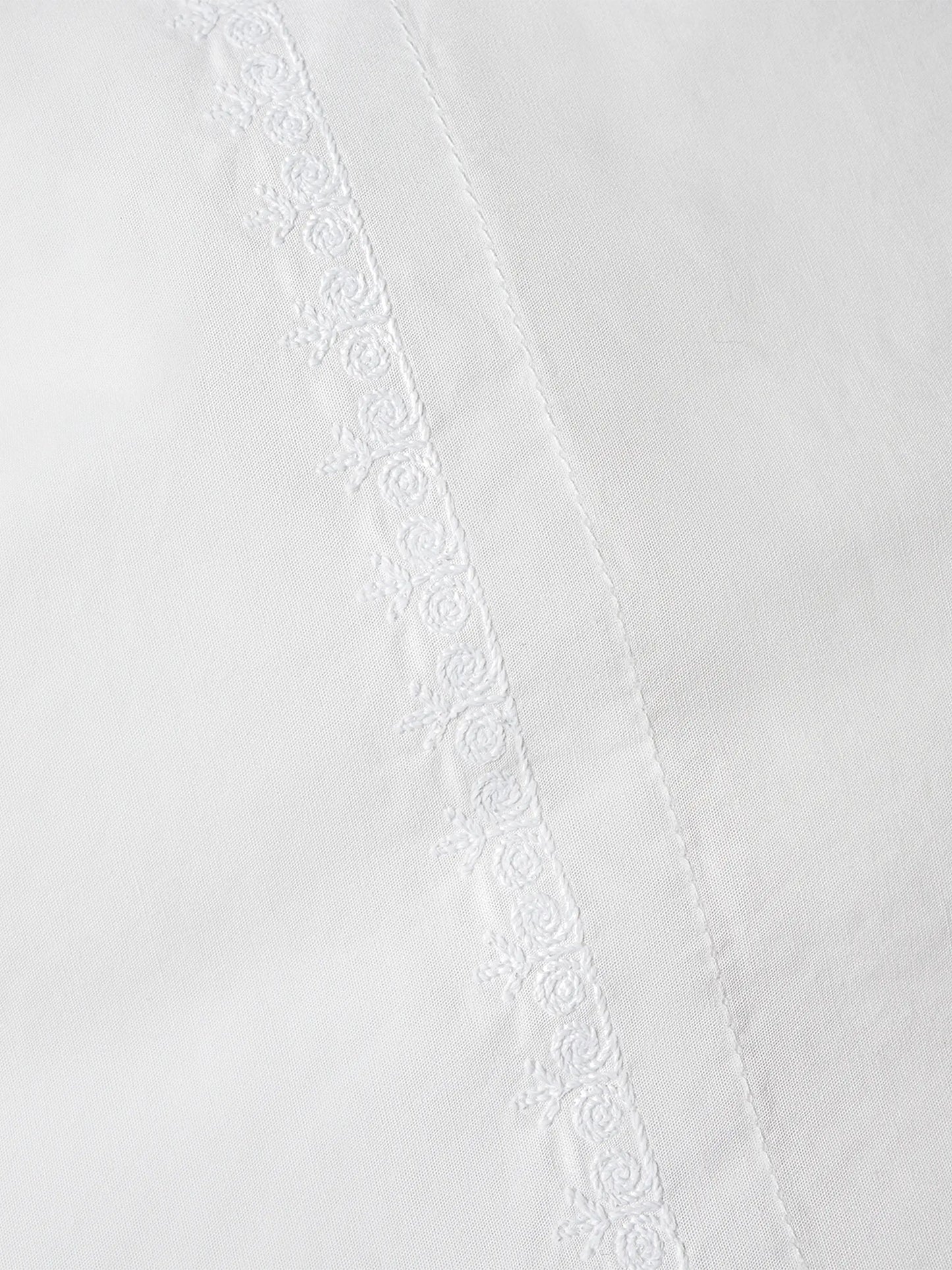 Floret Embroidered Organic Percale Sheet Set