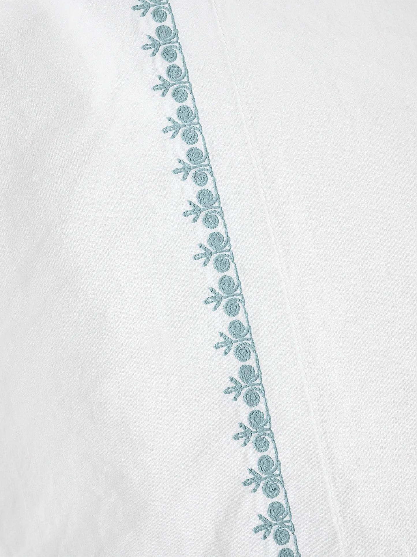 Floret Embroidered Organic Percale Sheet Set