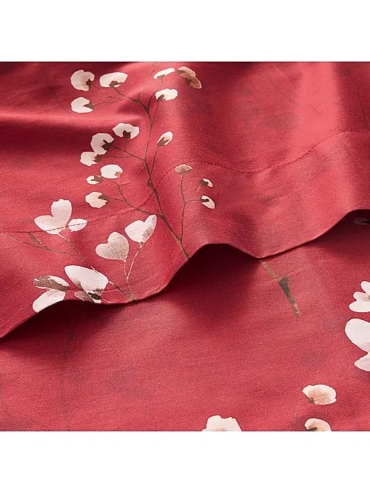 Minimaliste Cherry Blossom Cotton Sateen Bedding Collection (Red)