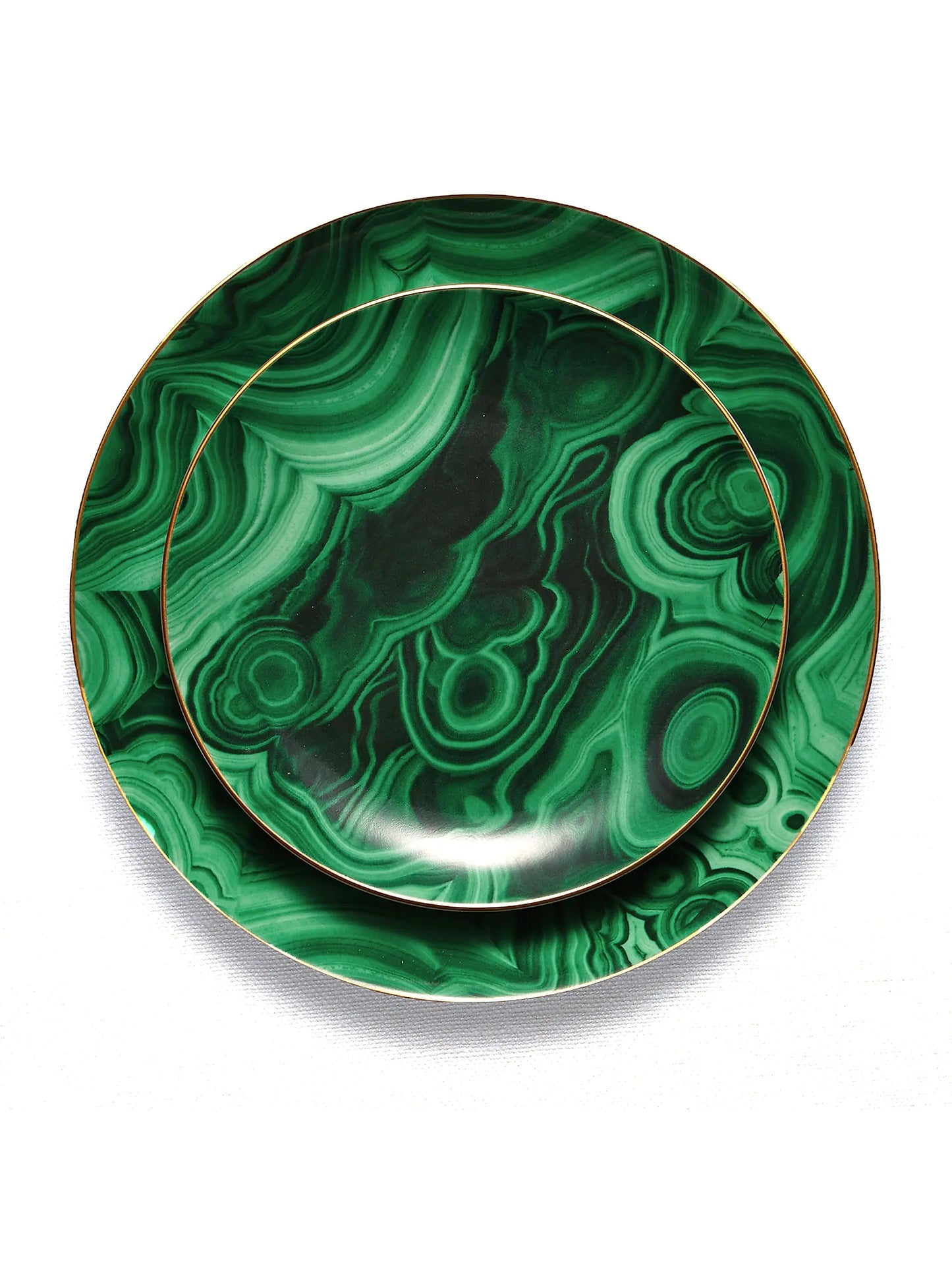 Malachite 4-Piece 24K Gold-Trimmed Dessert Plate Set