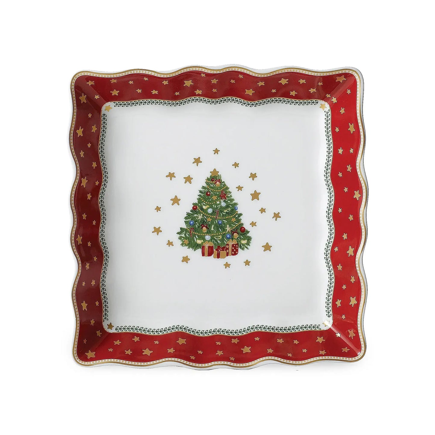 7″ “My Noel” Lace Square Tray — Bone China