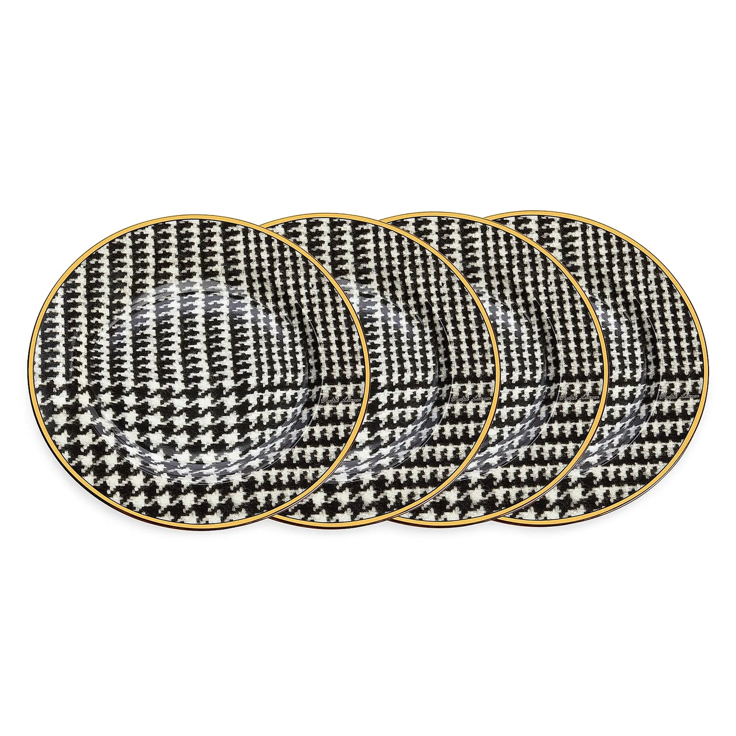 Wessex 4-Piece Dessert Plate Set — Black & White