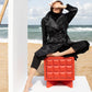 Karo Nightstand – Brutalist-Inspired Coral Lacquered Design