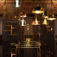 Factory Medium Suspension Light in Brass