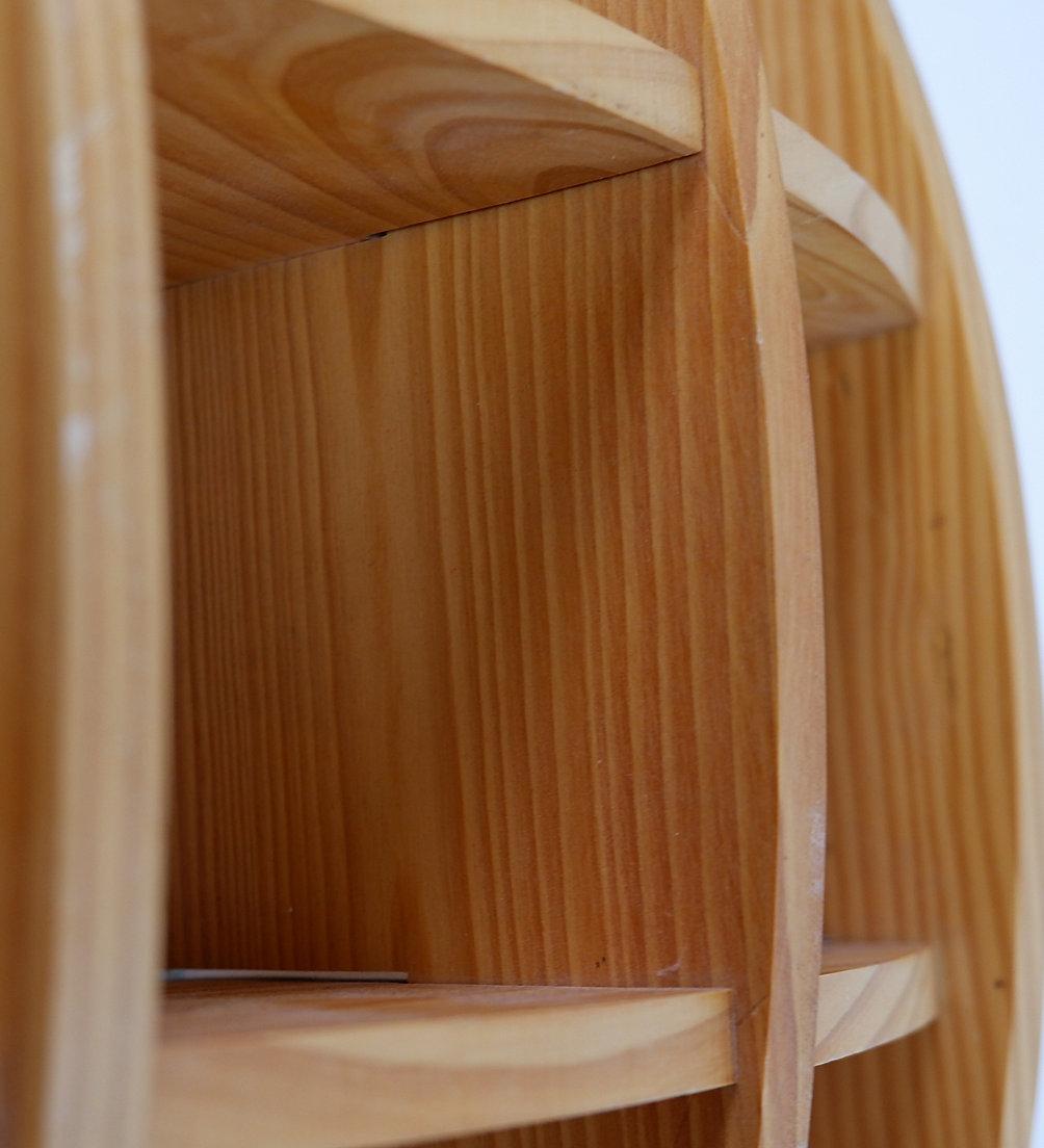 Vintage 1970s Small Round Pine Wall Shelf – Mid-Century Modern