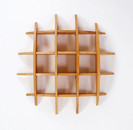 Vintage 1970s Small Round Pine Wall Shelf – Mid-Century Modern