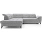 Corner sofa Elinferne L, sleeping function, Aura 04, velvet, grey, H107x210x297cm