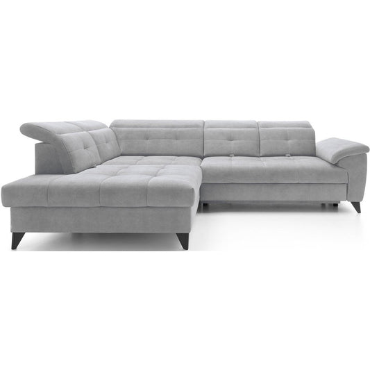 Corner sofa Elinferne L, sleeping function, Aura 04, velvet, grey, H107x210x297cm