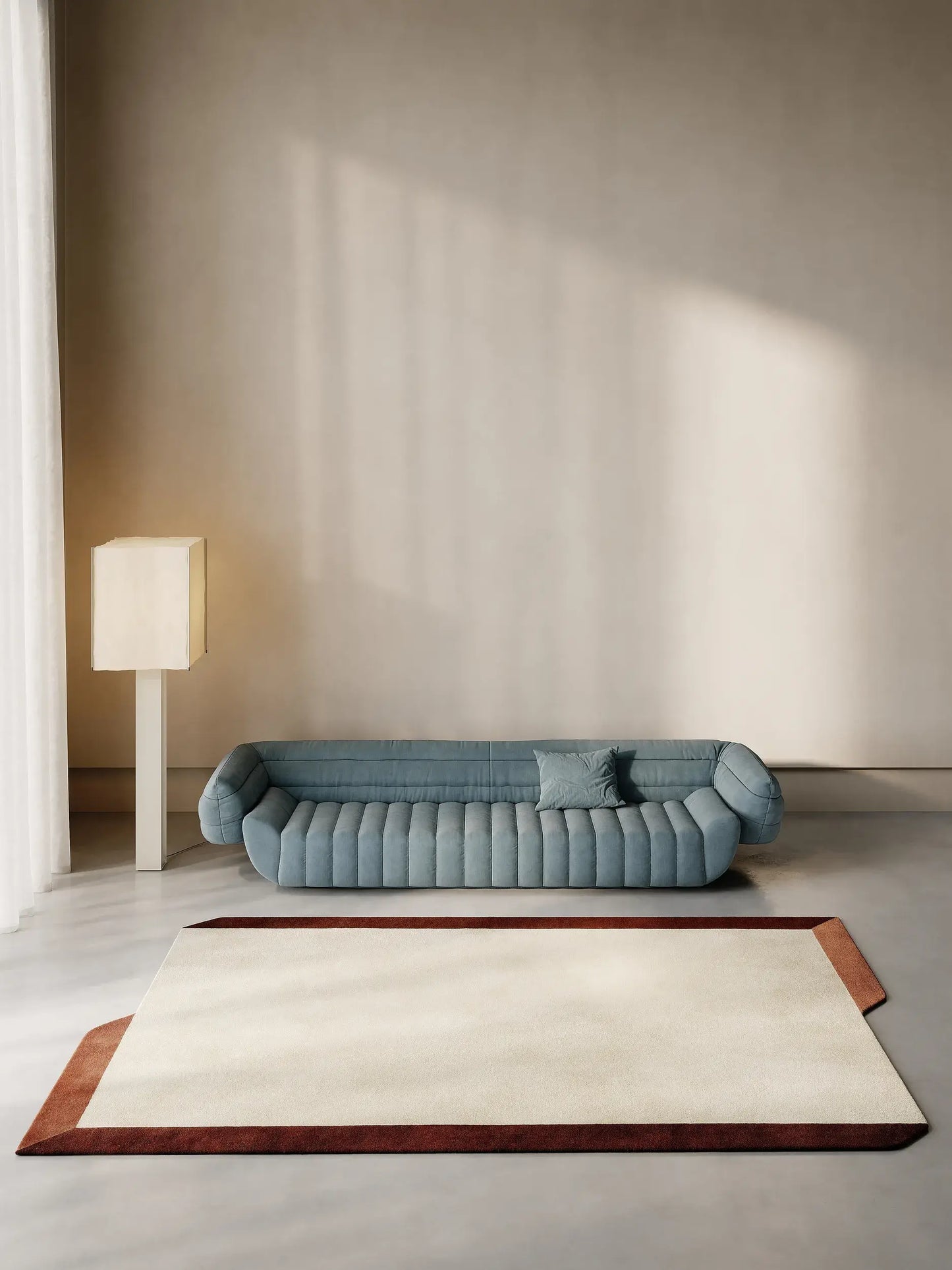 Cream & Red Luxury Wool Rug