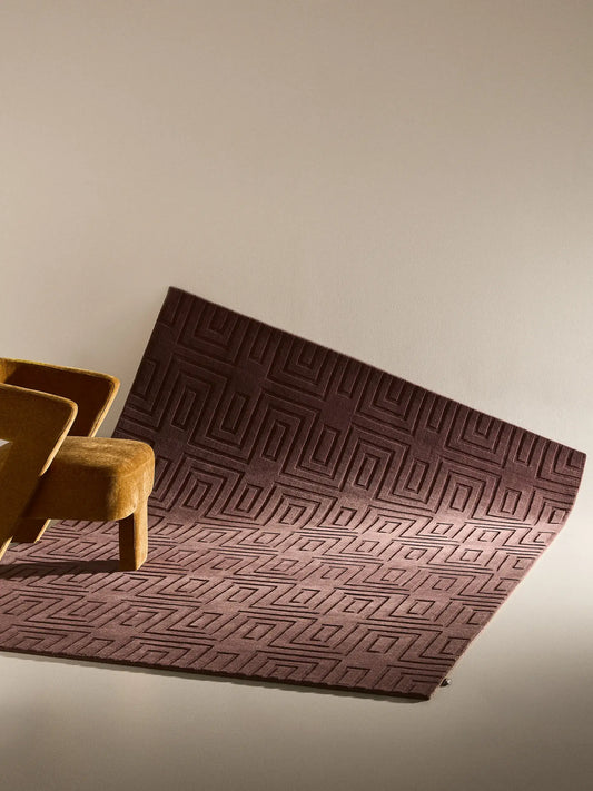 Elegant Bordeaux Wool & Viscose Accent Rug