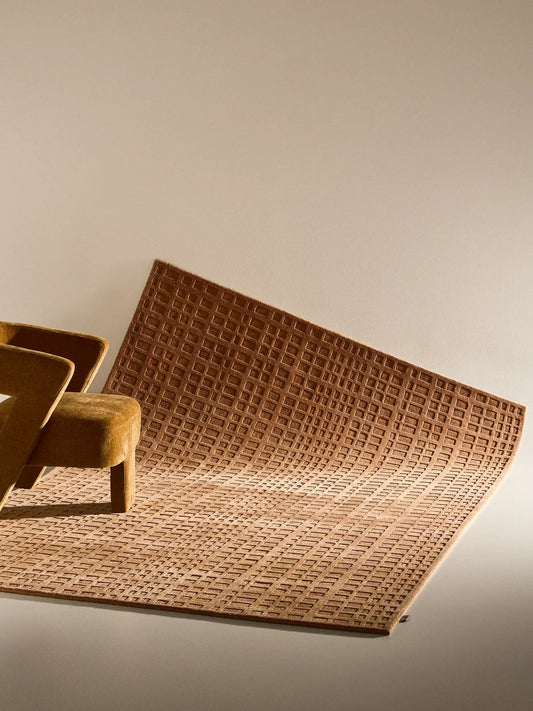 Neutral Beige & Light Brown Wool-Viscose Rug