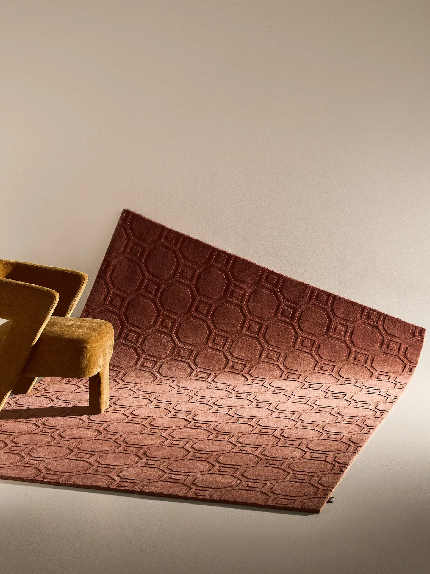 Warm Terracotta Wool & Viscose Accent Rug