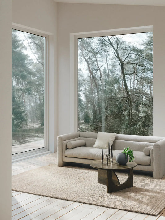 Beige Solid Texture Luxury Wool Rug