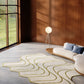 Cream Flowing Line Pattern Elegant Wool-Blend Rug