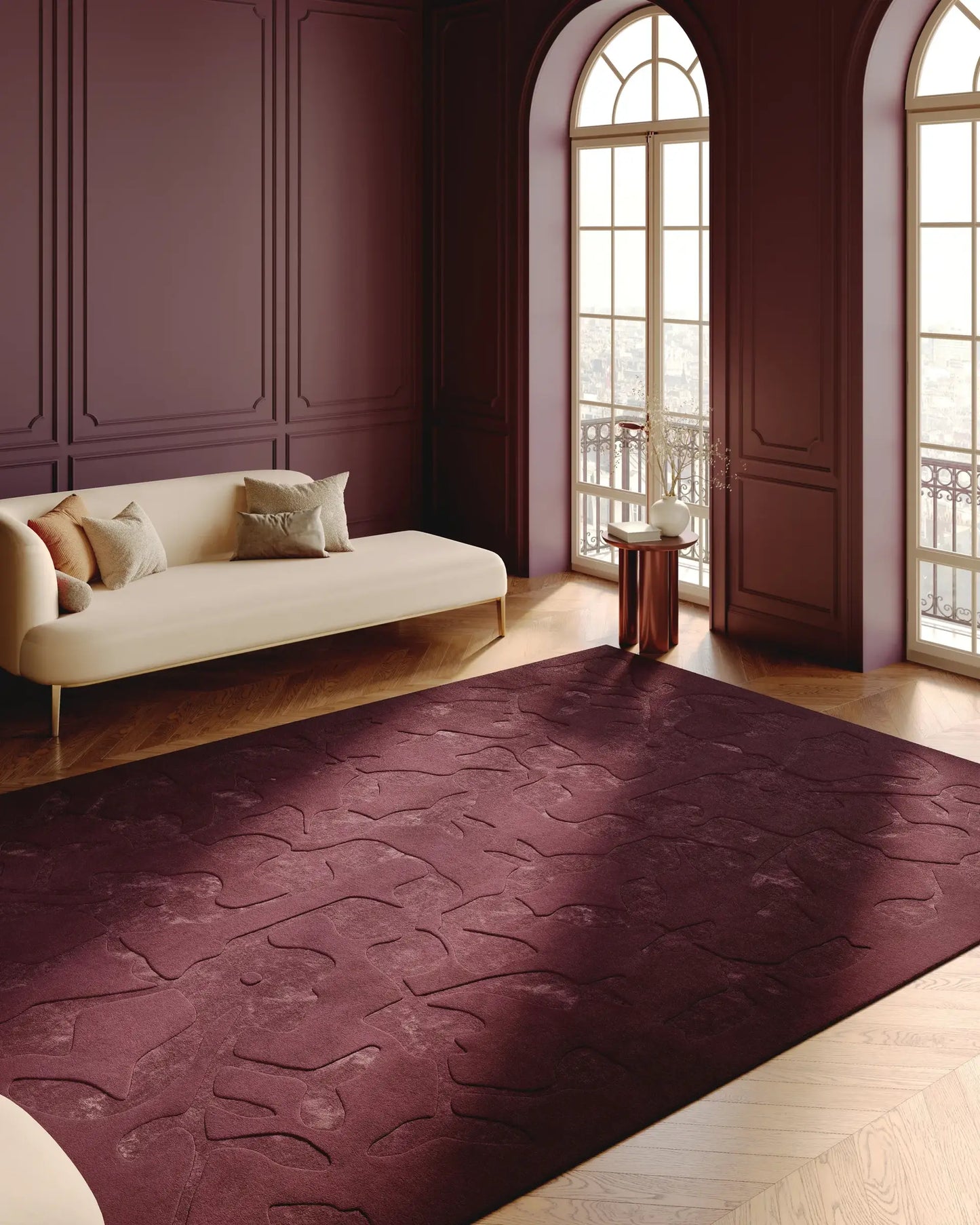 Botanical Motif Wool & Lyocell Rug