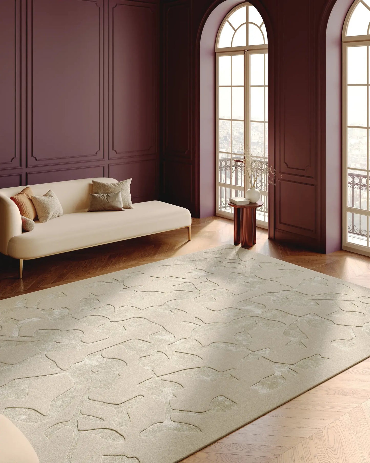 Botanical Motif Wool & Lyocell Rug