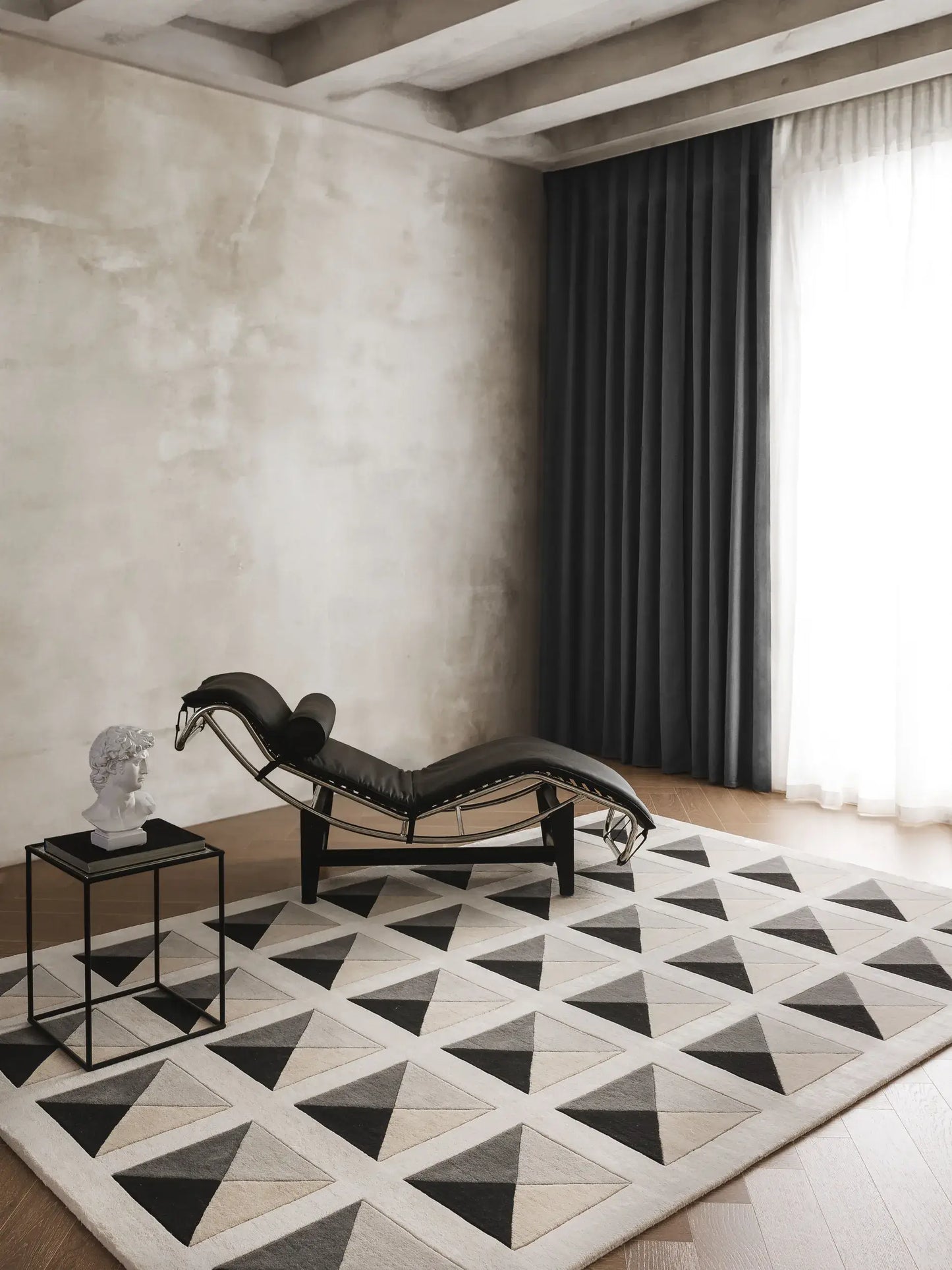 Luxury Cream & Grey Wool-Lyocell Statement Rug