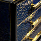ANTIQUE SAPPHIRE BLUE MURANO GLASS CHEST OF DRAWERS WITH GOLD LEAF & BRASS