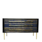 Decorative cabinet with blue and gold design on a white background