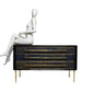 ANTIQUE SAPPHIRE BLUE MURANO GLASS CHEST OF DRAWERS WITH GOLD LEAF & BRASS