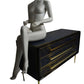 ANTIQUE SAPPHIRE BLUE MURANO GLASS CHEST OF DRAWERS WITH GOLD LEAF & BRASS