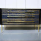 ANTIQUE SAPPHIRE BLUE MURANO GLASS CHEST OF DRAWERS WITH GOLD LEAF & BRASS