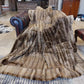 Natural Sheared Raccoon Fur King Size Blanket Luxury Fur Throw