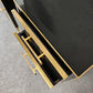 Black Glass Designer Side Tables – Set of 2 with Brass Details
