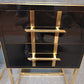 Black Glass Designer Side Tables – Set of 2 with Brass Details