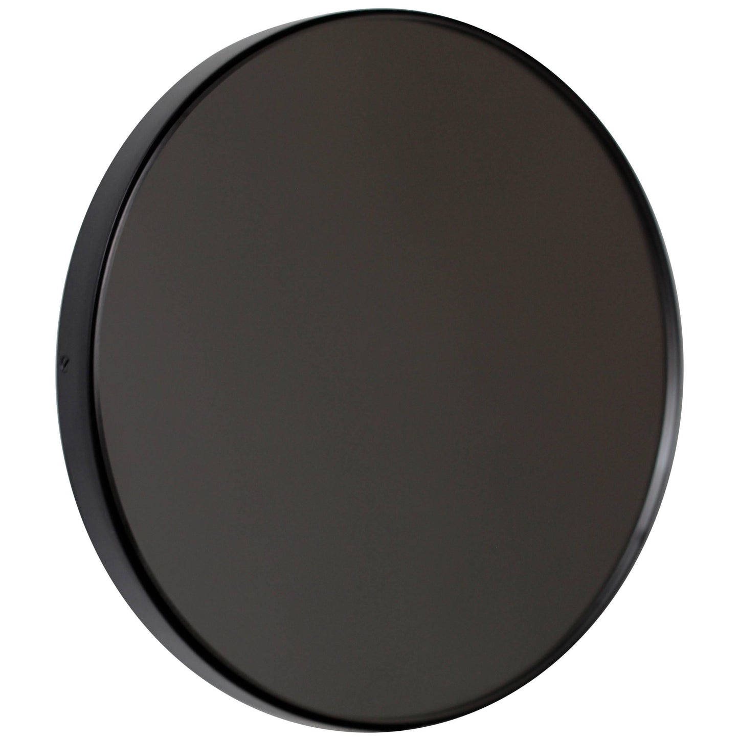 Orbis XL Round Wall Mirror – Black Tinted Glass with Black Powder-Coated Frame
