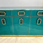 Bespoke Italian Metallic Emerald Blue Glass & Brass Dresser Sideboard