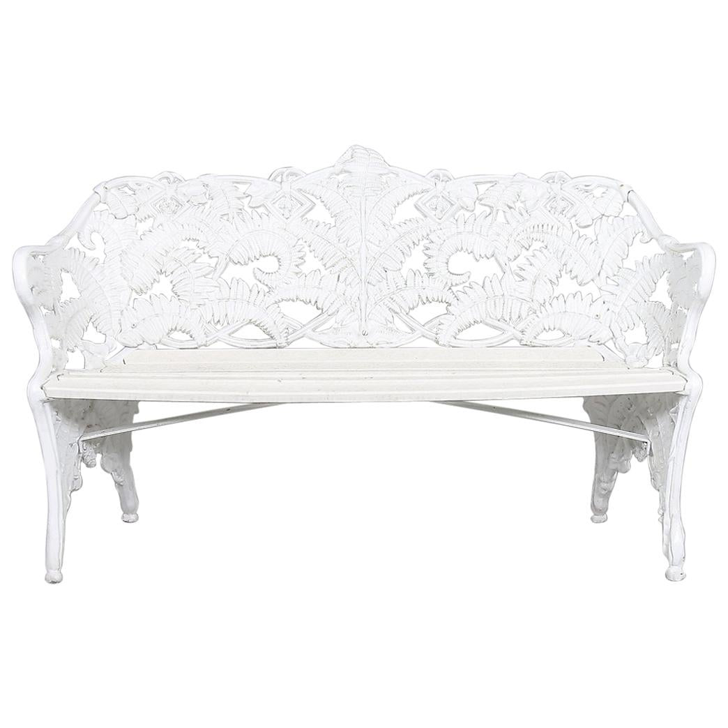 Swedish Cast Metal Park Garden Bench – 1960s Steel & Wood