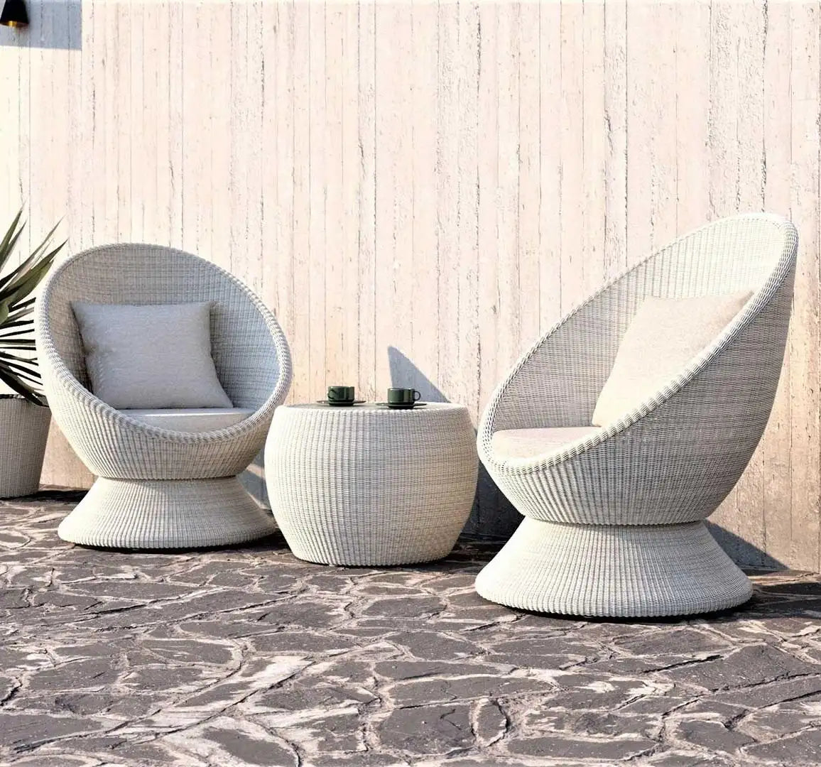 Outdoor Patio Wicker 360° Swivel Lounge Chair w/ Coffee Table Set