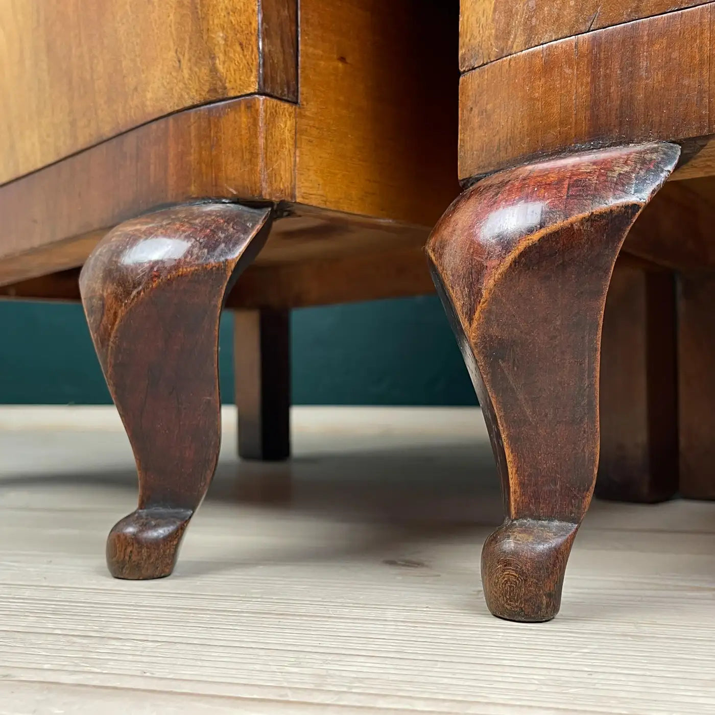 Antique wood nightstand, Italy, 1940s, Set of 2