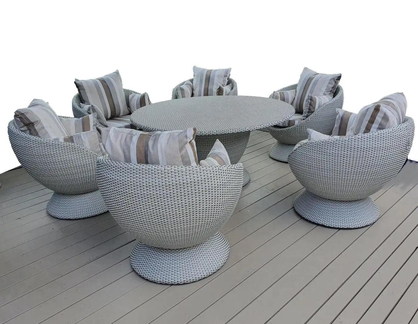 Outdoor Patio Wicker 360° Swivel Lounge Chair w/ Coffee Table Set