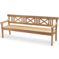 Wooden bench with armrests on a white background