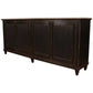 Dark wooden sideboard with four doors on a white background