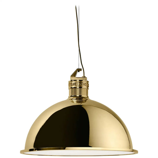 Factory Medium Suspension Light in Brass