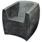 Concrete block with a unique geometric design on a white background