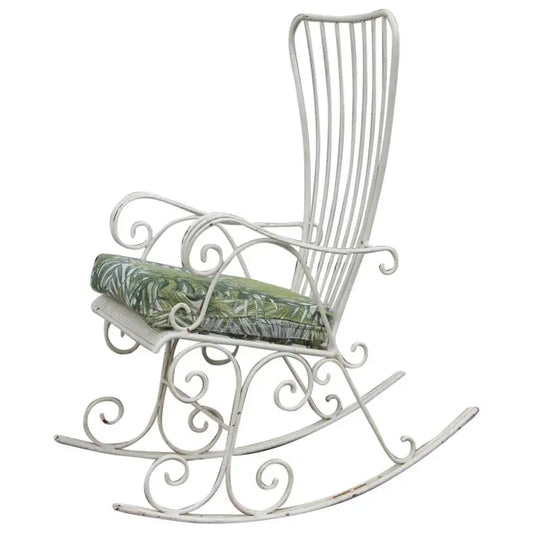 Midcentury Garden Swing in Child White Worked Metal, 1950s