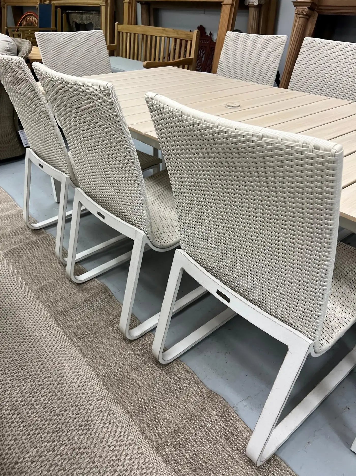9 Piece Cast Aluminum and Weave Table and Chairs Set