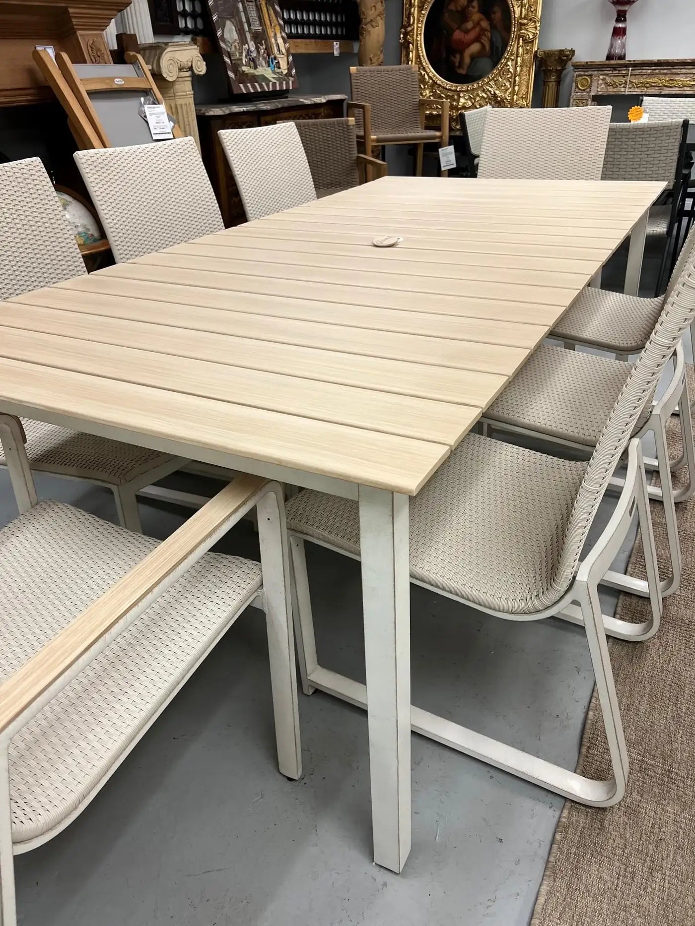 9 Piece Cast Aluminum and Weave Table and Chairs Set