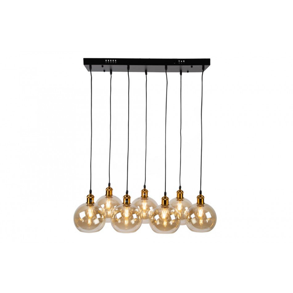 Pendant lamp Reons, black/copper color, H27-135x70x26cm, E27 7x60W(MAX)